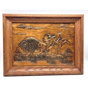 Western Americana Native American Copper Horse Equestrian SW Lodge Hunt Vintage